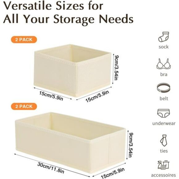 Fabric Drawer Organizers Set Storage Bins Closet Dividers Clothes Socks - Picture 2 of 7